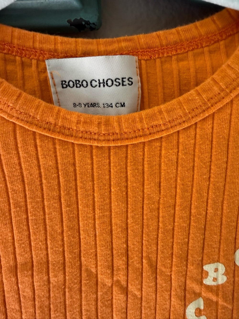 Bobo Choses Orange Ribbed Flutter-Sleeve Tank Top - Picture 5 of 5